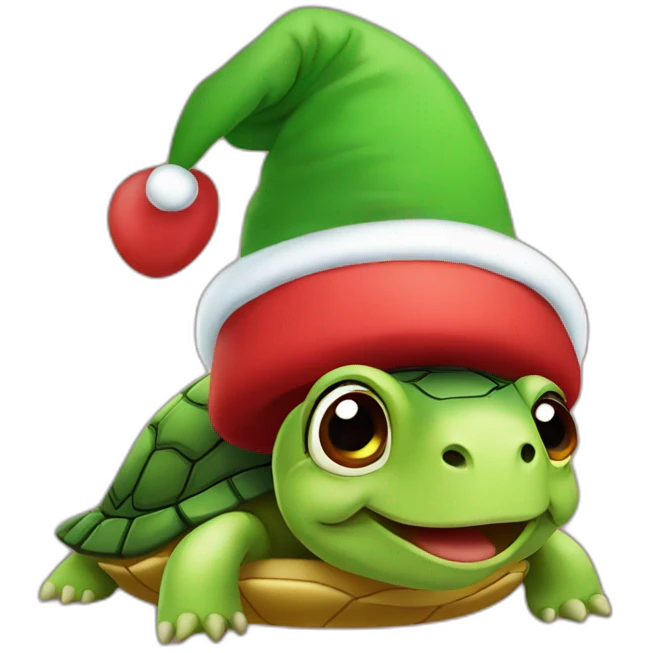 A turtle with a cristmas hat emoji