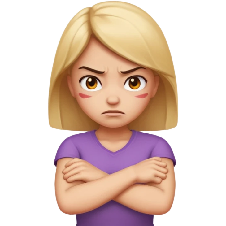 angry face girl emoji with arms crossed over each other in front emoji emoji