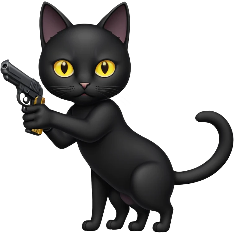 black cat pointing a gun at the screen emoji