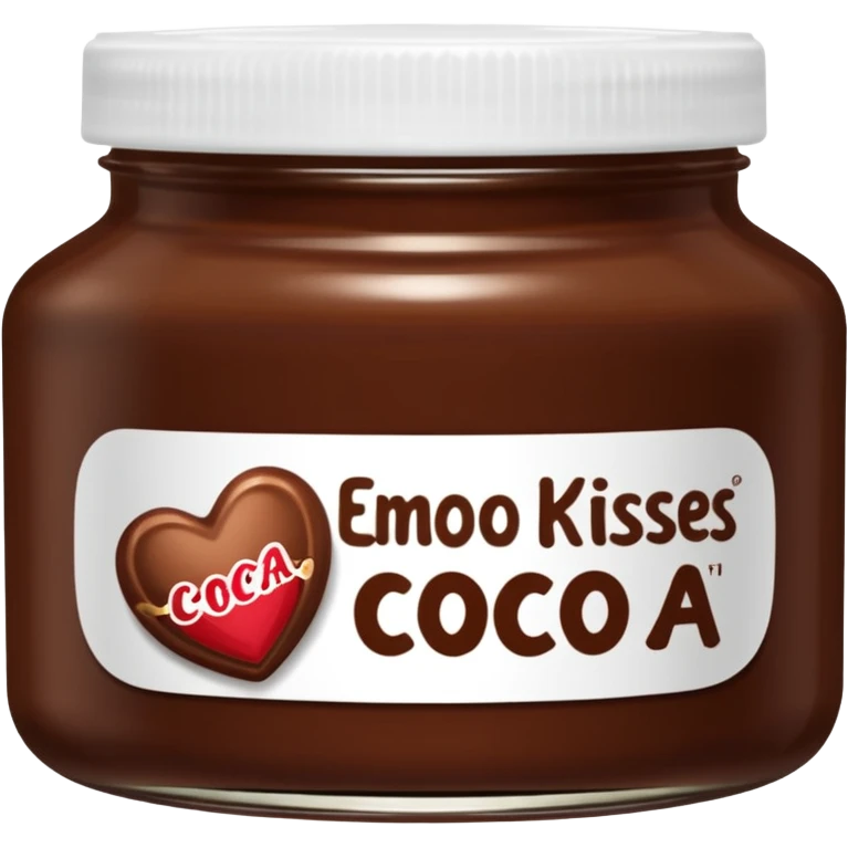 Jar of hazelnut chocolate spread and make the label say cocoa kisses  emoji