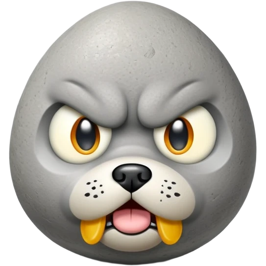 Angry pebble that looks like dog with egg on top emoji
