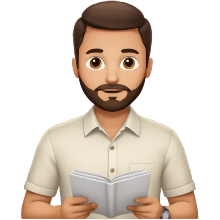 Brunette Guy with very short beard at a restuarant emoji