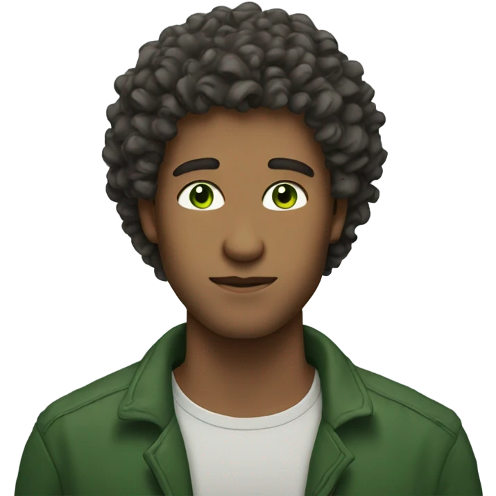 man with curly hair and green eyes emoji