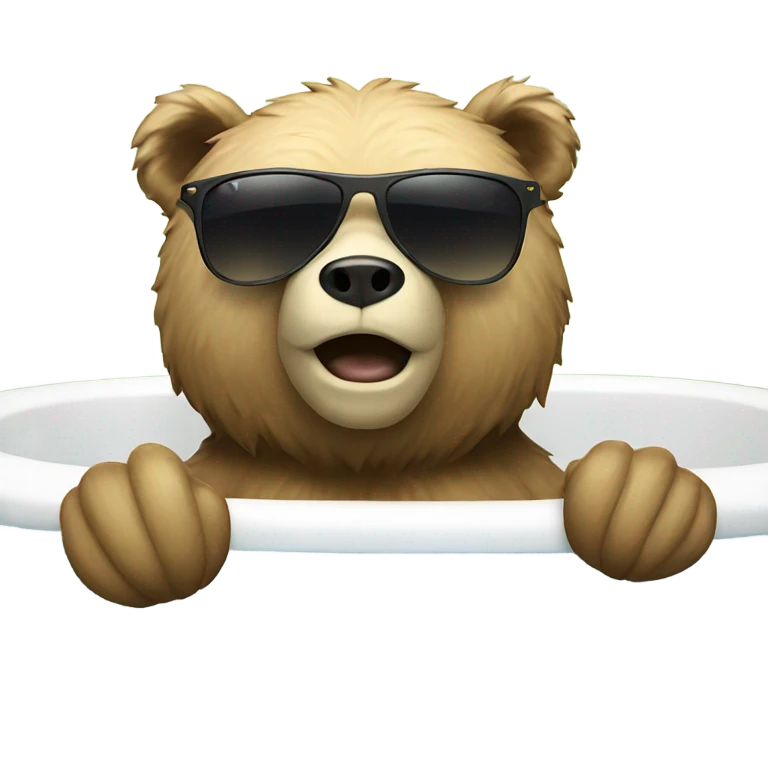 Bear with sunglasses in bath emoji