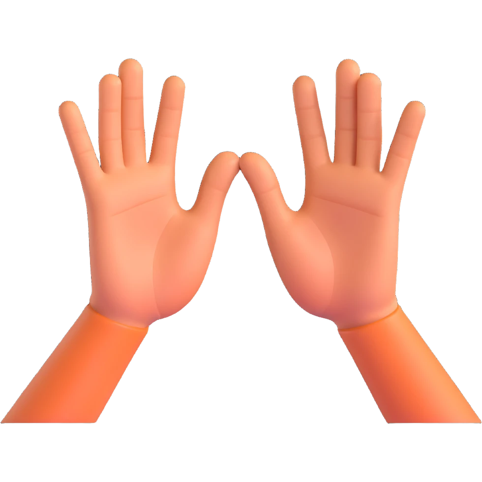 A 2D emoji-style illustration of two open hands, positioned side by side and angled to the right, as if they are pushing something like a swing. Add motion lines behind the hands to the left to show a rightward pushing movement. Clean cartoon style, minimal background emoji
