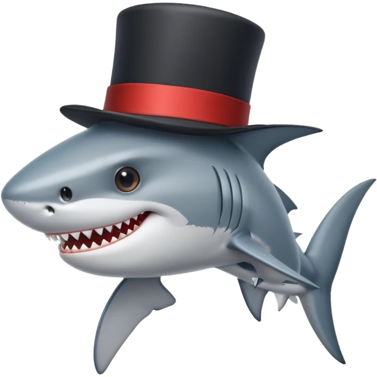 Shark with a top hat emoji