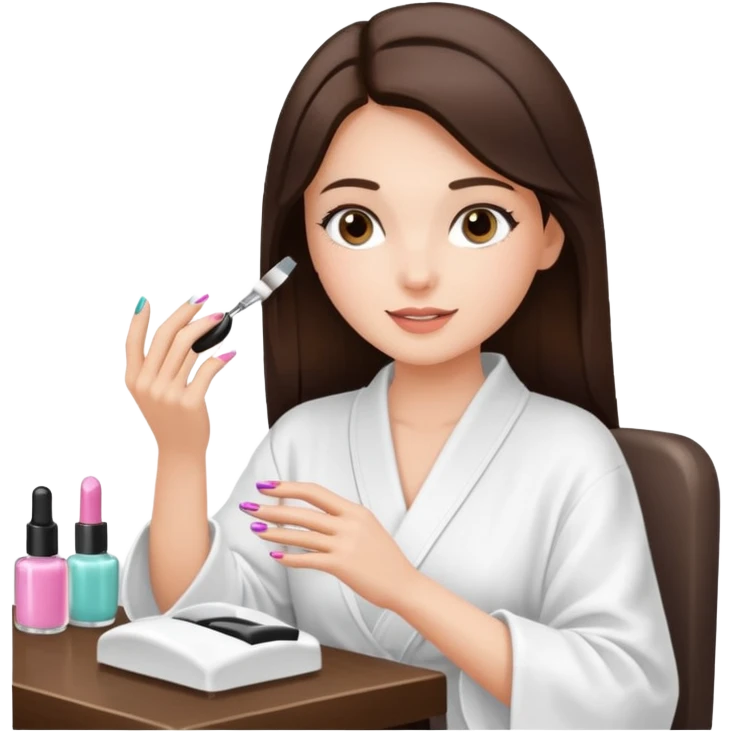 Brunette Girl getting a manicure at nail salon emoji