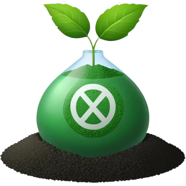 A fertilizer granule icon symbolizing plant nutrients, with a subtle NPK symbol above it, minimalist style, clean light background. emoji