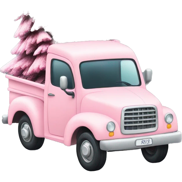 Pastel Pink truck with Christmas tree emoji
