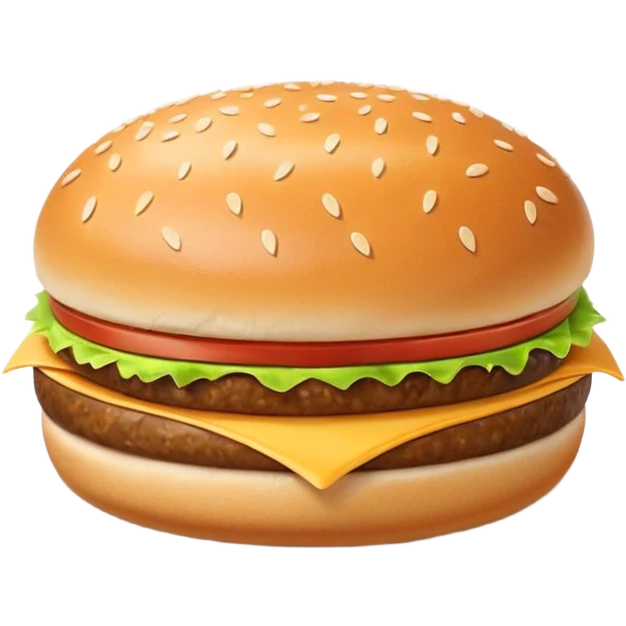 single hamburger bun with smooth golden-brown top, lightly domed, sprinkled with white sesame seeds, bottom half flatter with soft pillowy texture and clean edge, no meat or filling, apple emoji style, soft lighting, subtle shadows, emoji scale emoji