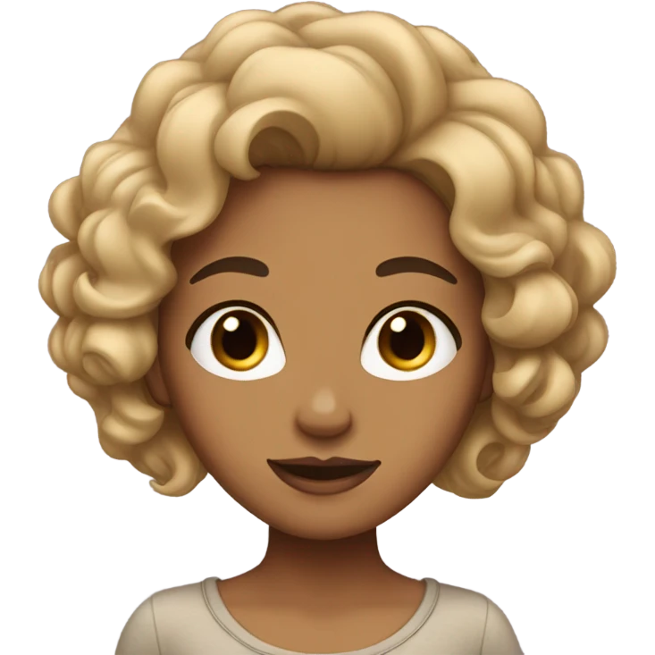 Tan girl with curled black and blonde hair emoji