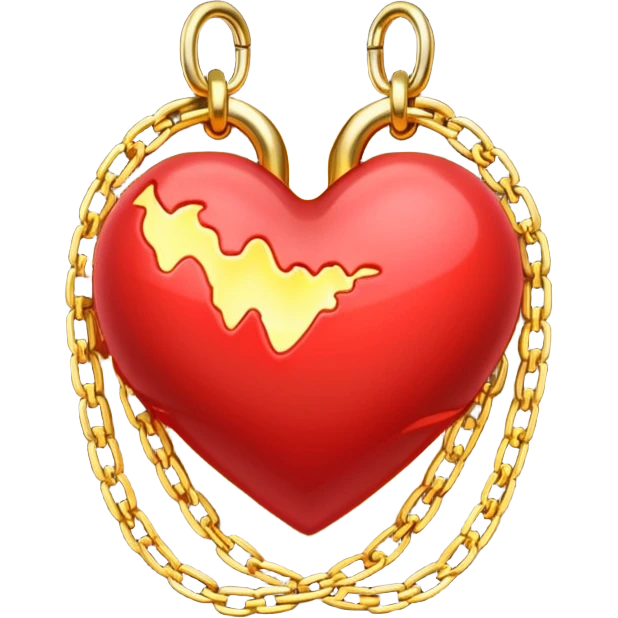 Heart wrapped in glowing chains, pulling apart emoji