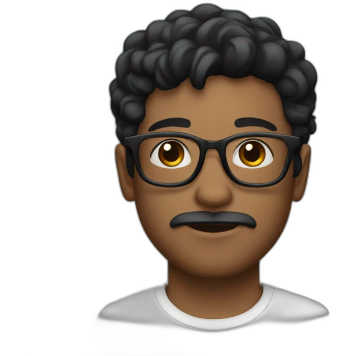 Young man with fair skin and black hair and beardand and round glasses emoji