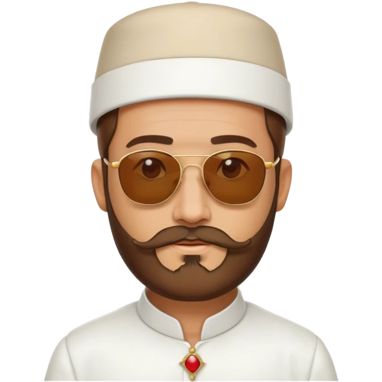 Man with fez hat, beard, sunglasses and top-buttoned white shirt emoji