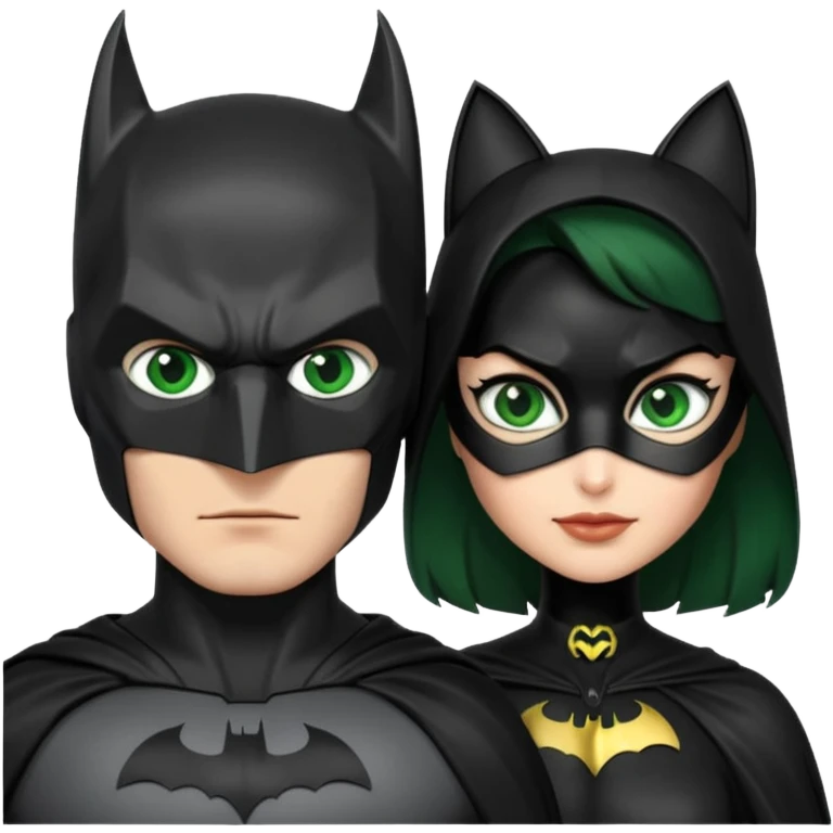 Batman and cat woman with green eyes  emoji