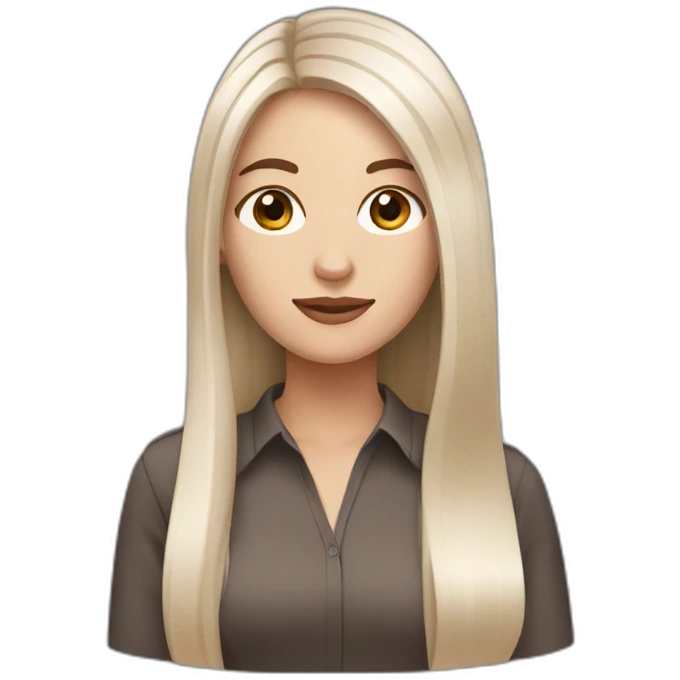 White women with dark brown eyes and long straight brown hair emoji