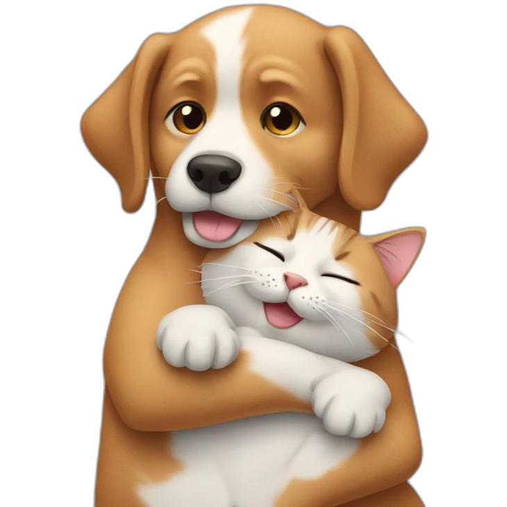 Dog and cat hugging emoji