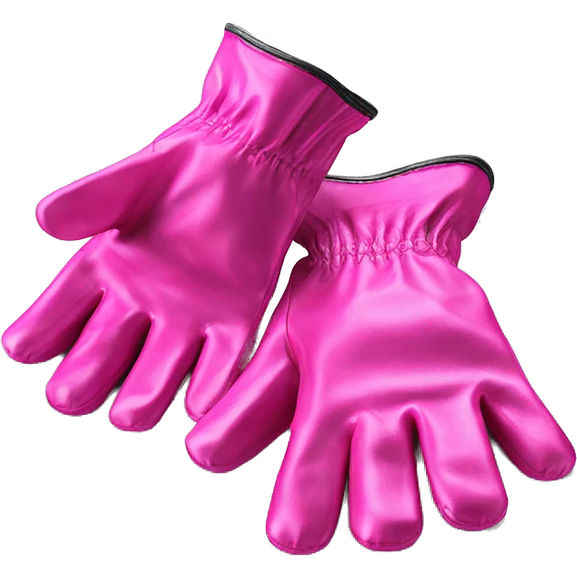 Realistic metallic hot pink work gloves isolated.  emoji
