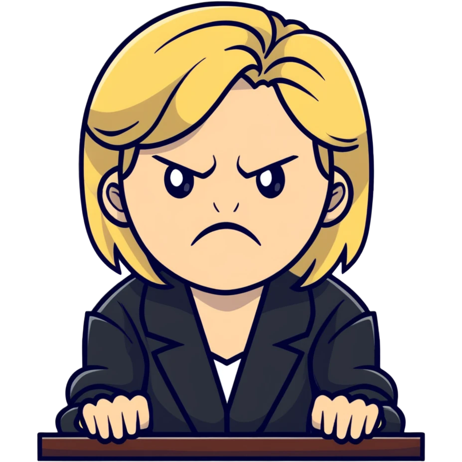 Angry blonde judge emoji