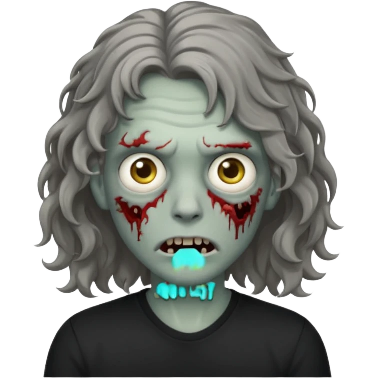 zumbie cabelo ondulado de camisa preta emoji