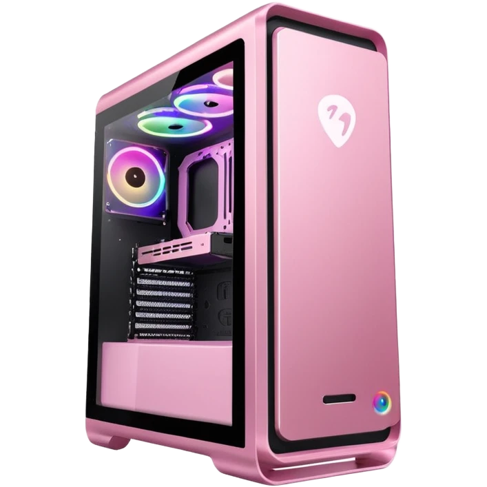 baby pink gaming pc tower with rgb lighting  emoji