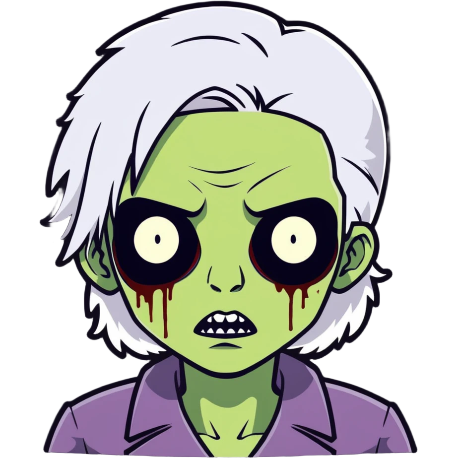 mulher zumbi com cabelo branco emoji