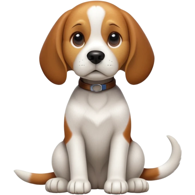 cinematic-[beagle dog]-realistic-full-body-sitting-emoji,-tail-resting-loosely-beside-its-paws,-head-tilted-dramatically,-sleek-[beagle]-fur,-simplified-yet-realistic-focused-features,-highly-detailed,-glowing-with-an-almost-sarcastic-glow emoji