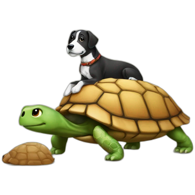 Chien sur une tortue emoji