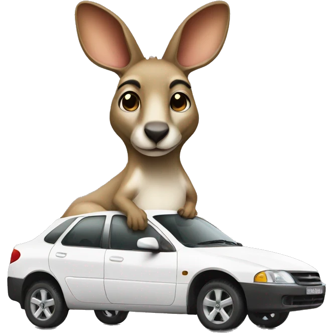 Kangroo with white car emoji
