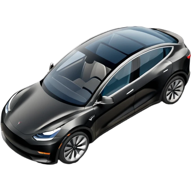 A Tesla Model Y parallel parking at a curb, from above emoji