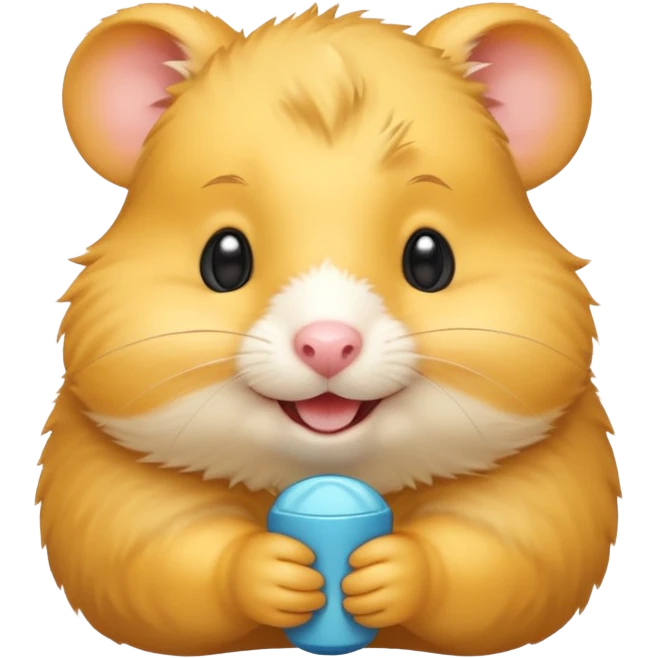 Head of a bright yellow hamster, smiling face
 emoji