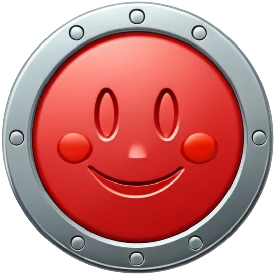Red token or coin with a capital letter T and a smiling face emoji