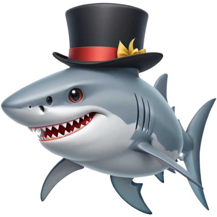 Shark with a top hat emoji