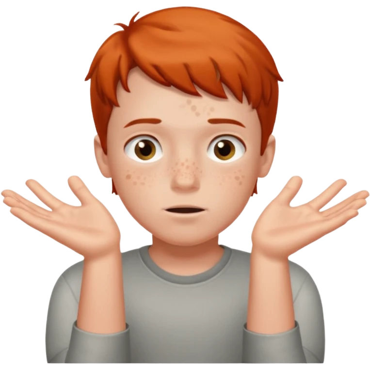 A boy shrugging with 6 over one hand and 7 over the other emoji