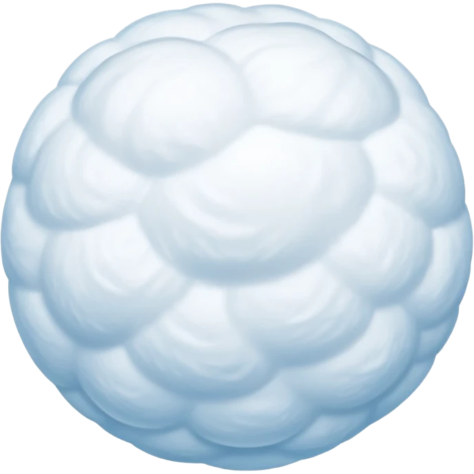 fluffy round snowball with light blue and white wind trail showing motion, soft powdery texture, slightly irregular shape, iOS emoji style, clean design, subtle highlights emoji