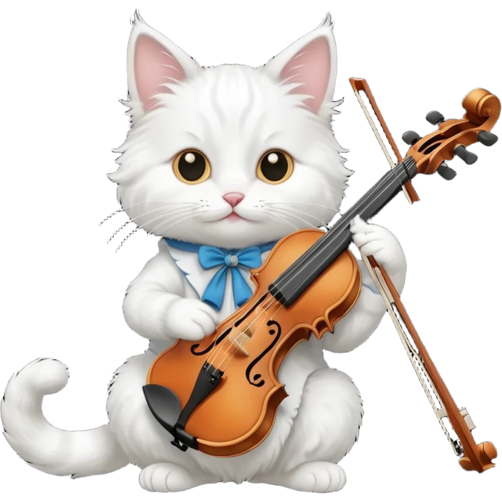 white cat play violin emoji