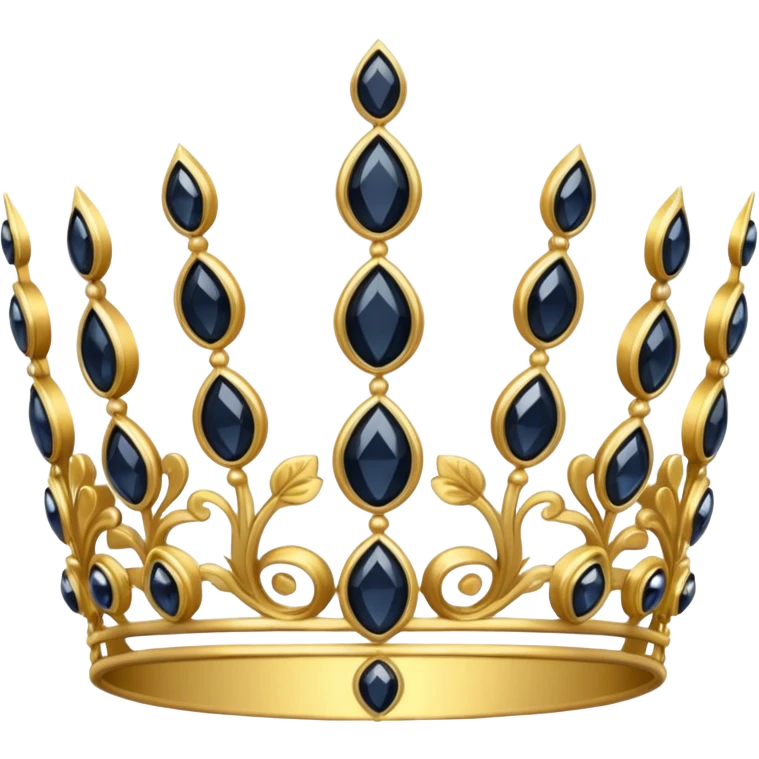 gold tiara with obsidian jewels emoji