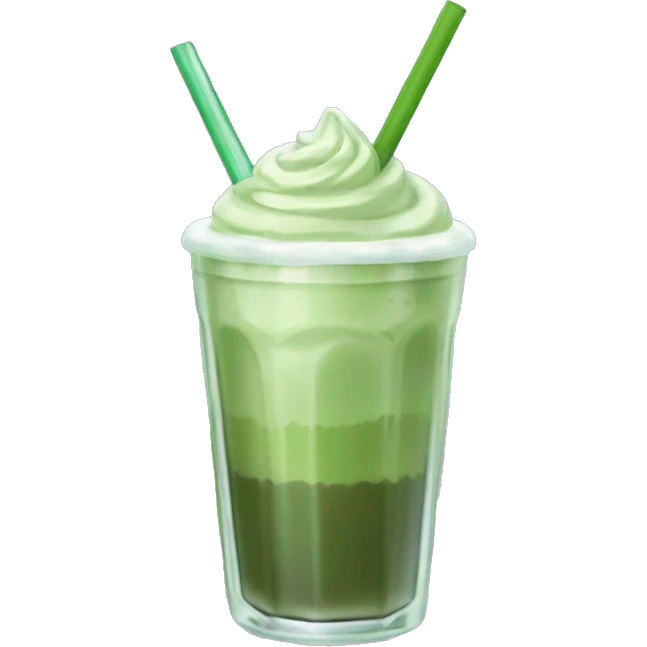 Iced matcha latte in a glass cup with a straw  emoji