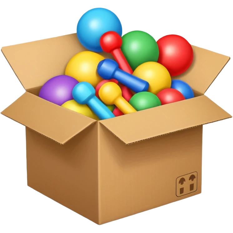 cardboard box with toys emoji