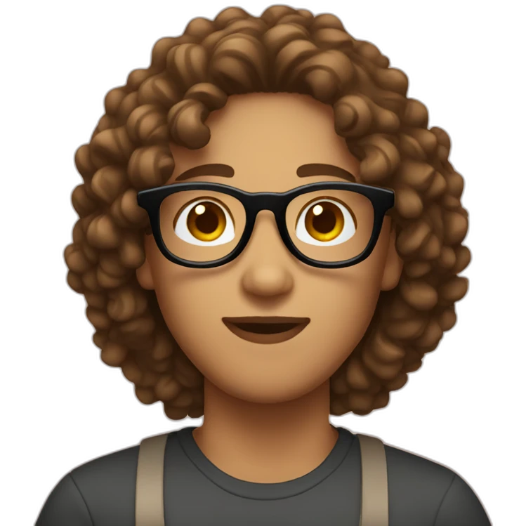 Barista with brown curly hair and round glasses emoji emoji