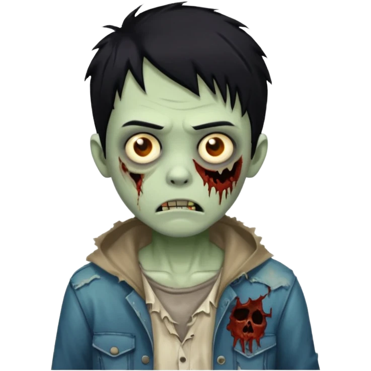 Boy zombie with black hair emoji