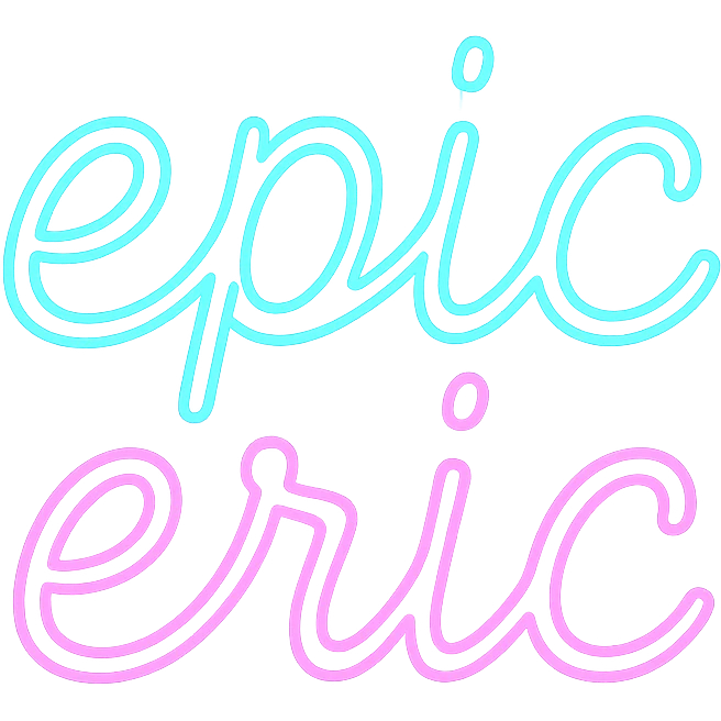 neon sign text 'epic eric' with animated flicker effect, transparent background emoji