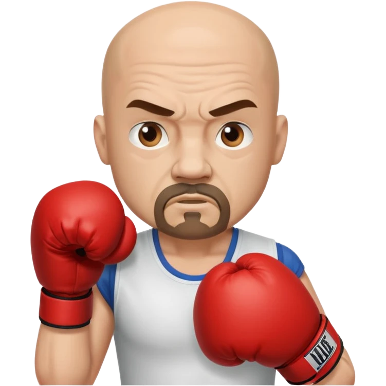 White middle age boxer goatee bald head emoji