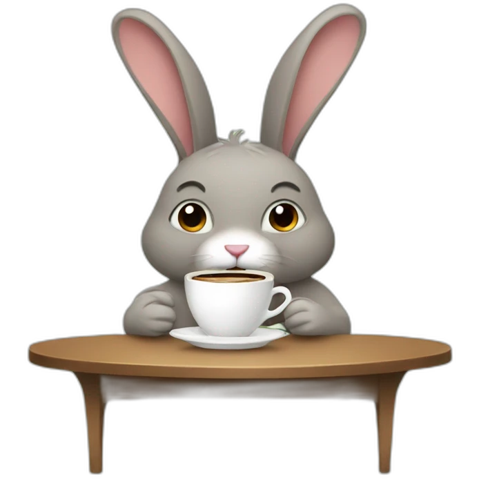 Rabbit drinking coffee emoji