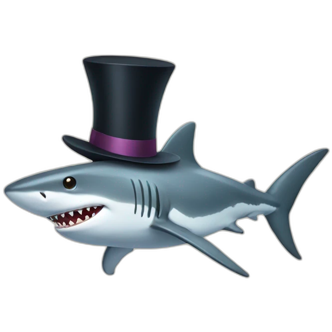 Shark with a top hat emoji