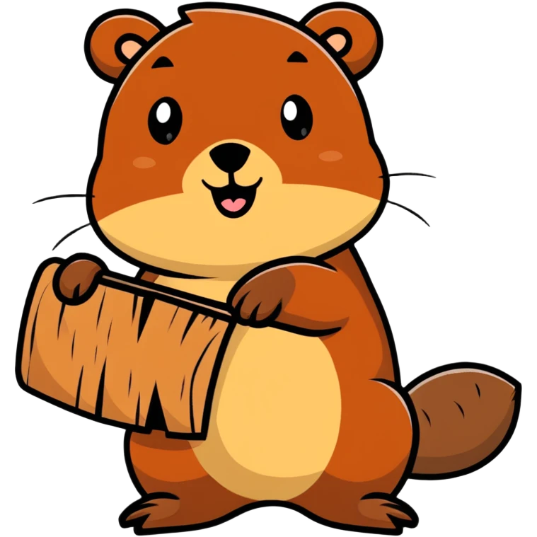 happy beaver with wood emoji