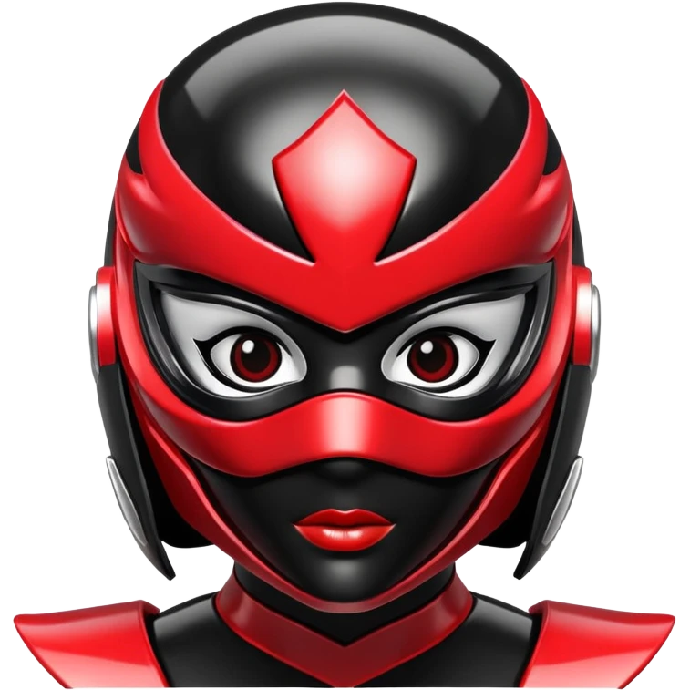 Black and red female power ranger mask on emoji