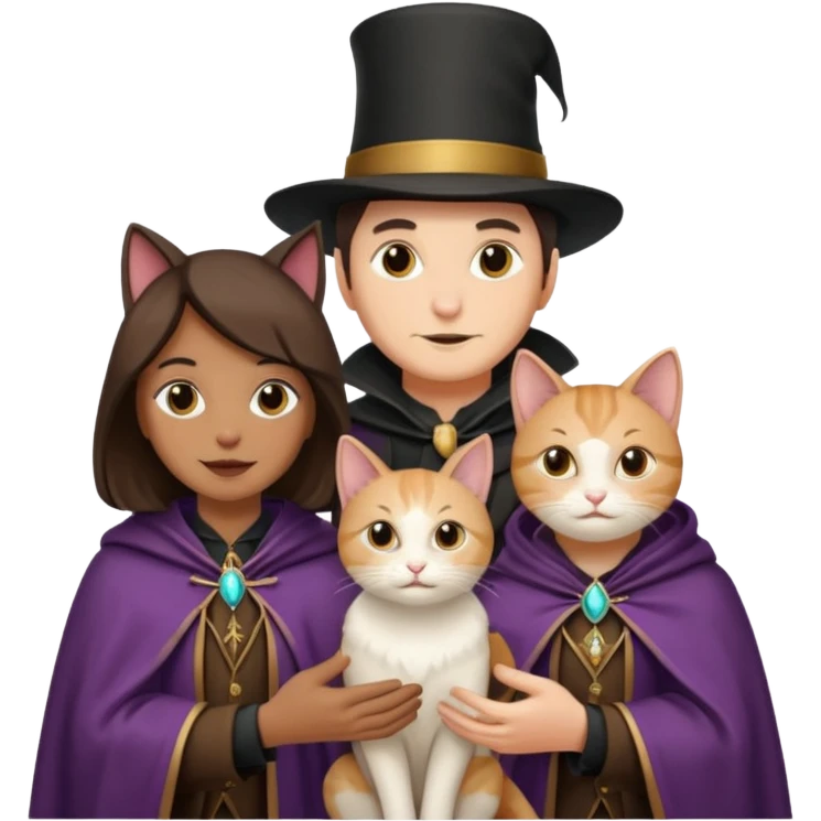 magician couple and their pet cat emoji