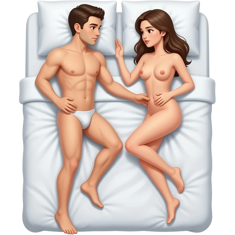 Full body Naked couples doing sex on the bed emoji