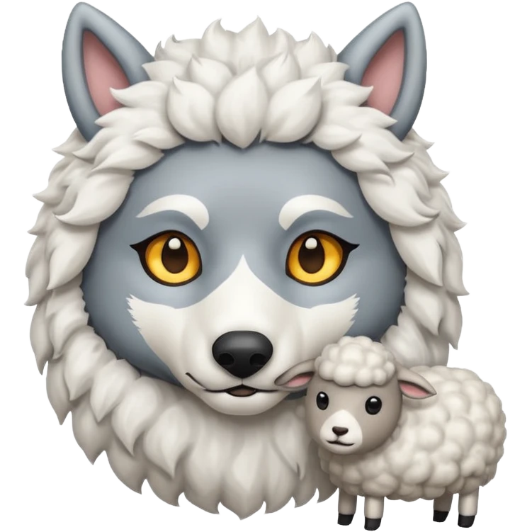 Un lobo y encima una oveja emoji